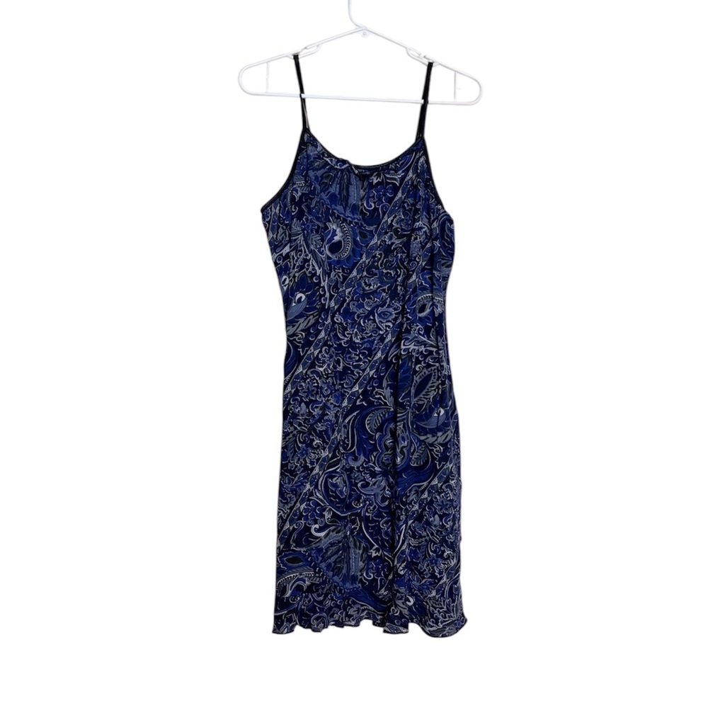Vintage 90s Y2K Paisley Mini Dress Blue Boho Whimsygoth XL
